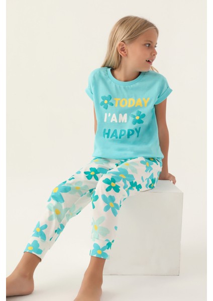 Today Turkuaz Kız Çocuk Pijama Takımı modelleri
