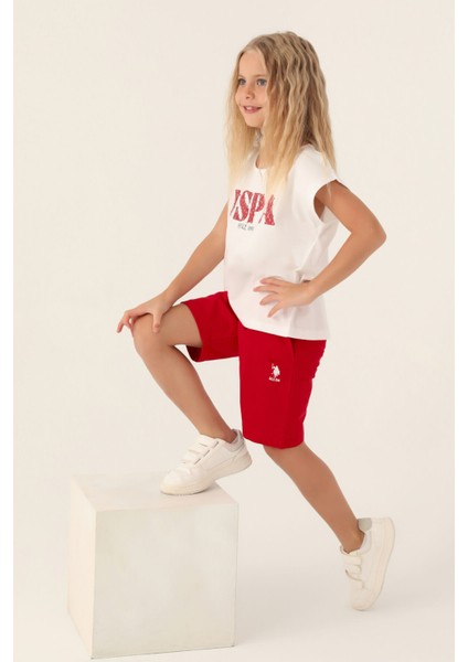 Lisanslı Flower Written Kırmızı Kız Çocuk Bermuda Takım fiyatları