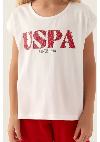 Lisanslı Flower Written Kırmızı Kız Çocuk Bermuda Takım fırsatları