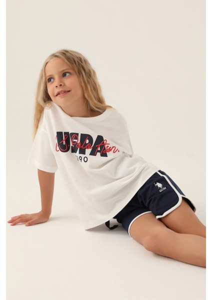 Lisanslı Oversized Krem Kız Çocuk Şort Takım fiyatları