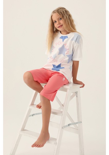 Lisanslı Star Printed Krem Kız Çocuk Kapri Takım fiyatları