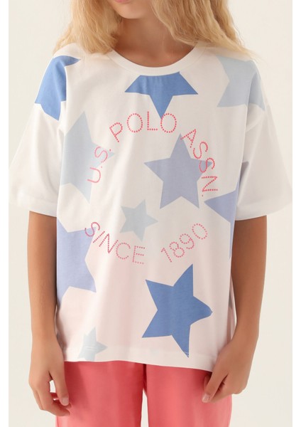 Lisanslı Star Printed Krem Kız Çocuk Kapri Takım fırsatları