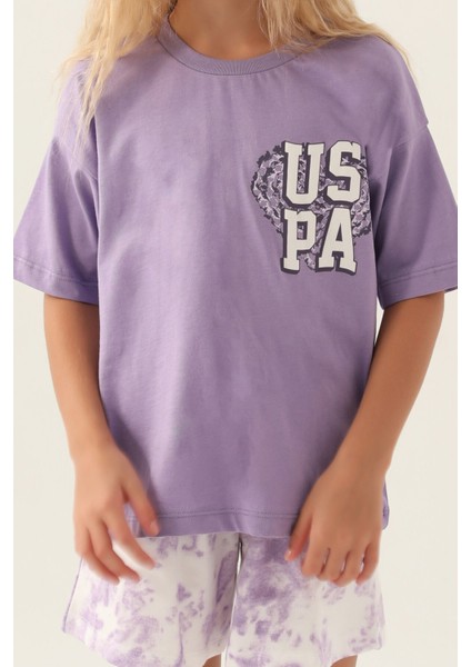 Lisanslı Heart Printed Mor Kız Çocuk Şort Takım fırsatları