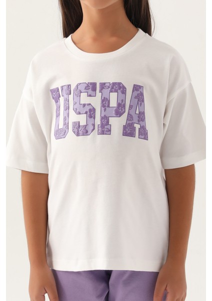 Lisanslı Floral Text Krem Kız Çocuk Pijama Takımı fırsatları