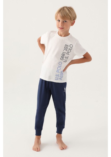 Lisanslı Straight Krem Erkek Çocuk Pijama Takımı