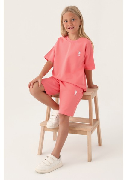 Lisanslı Simple Neon Pembe Kız Çocuk Bermuda Takım modelleri