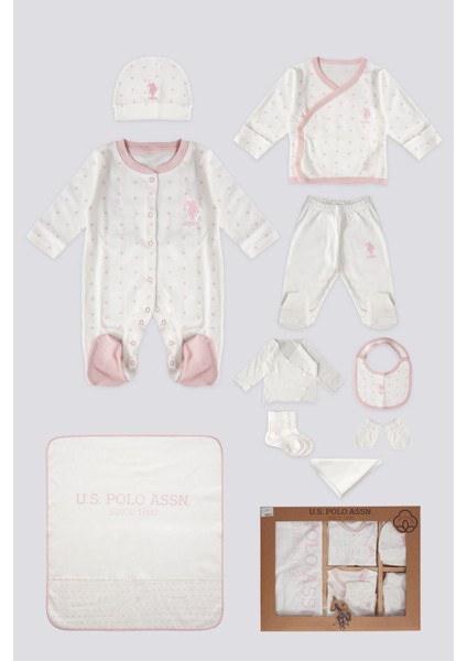 Lisanslı Hastane Çıkışı Krem Kız Bebek Hastane Çıkış Seti 10'lu