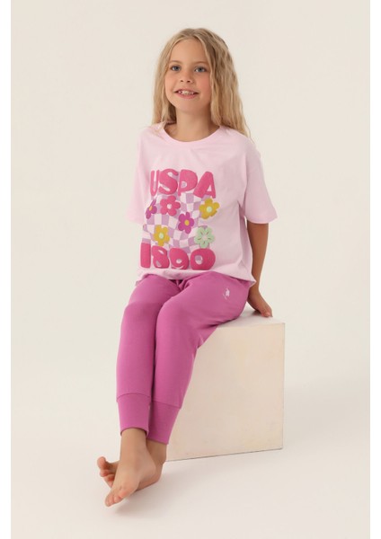 Lisanslı Printed Mor Kız Çocuk Pijama Takımı