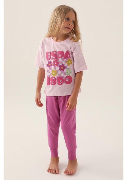 Lisanslı Printed Mor Kız Çocuk Pijama Takımı