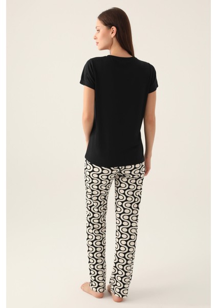 Basezic Siyah Kadın Kısa Kol Pijama Takımı indirimleri