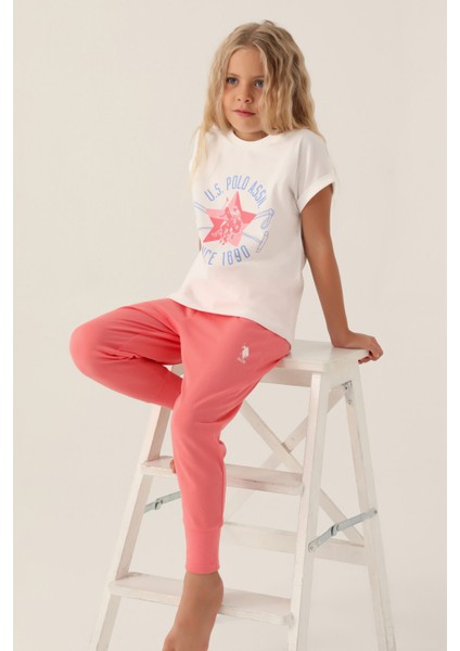 Lisanslı Starry Krem Kız Çocuk Pijama Takımı