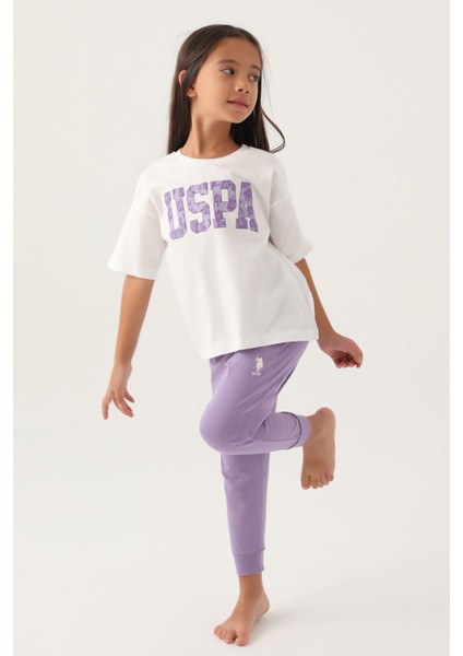 Lisanslı Floral Text Krem Kız Çocuk Pijama Takımı modelleri