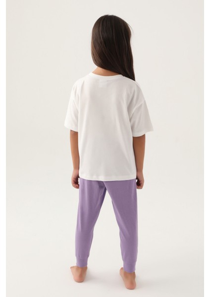 Lisanslı Floral Text Krem Kız Çocuk Pijama Takımı indirimleri