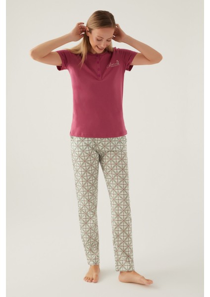 Gloriars Mor Kadın Kısa Kol Pijama Takımı modelleri