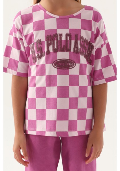 Lisanslı Plaid Mor Kız Çocuk Kapri Takım fırsatları