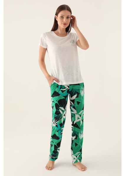 Take Tıme Krem Kadın Kısa Kol Pijama Takımı