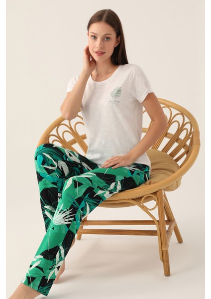 Take Tıme Krem Kadın Kısa Kol Pijama Takımı
