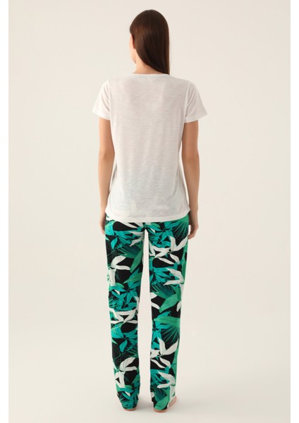 Take Tıme Krem Kadın Kısa Kol Pijama Takımı