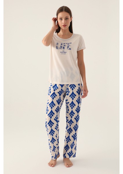 Lıfe Bej Kadın Kısa Kol Pijama Takımı