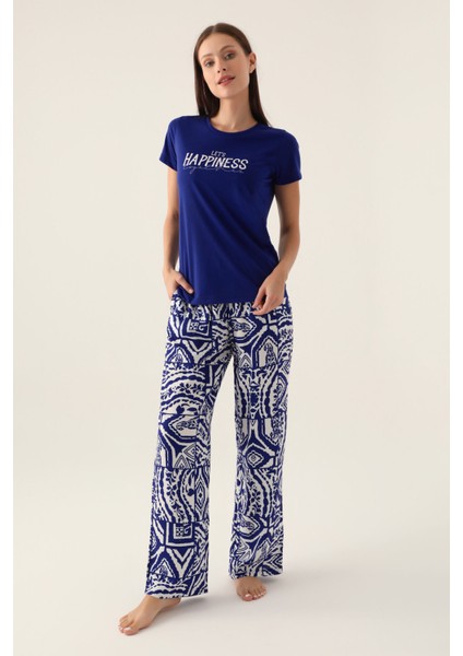 Happınes Mavi Kadın 3lü Pijama Takımı
