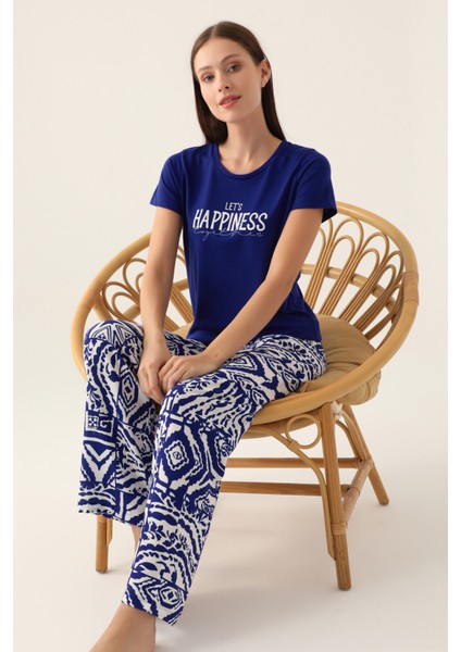 Happınes Mavi Kadın 3lü Pijama Takımı