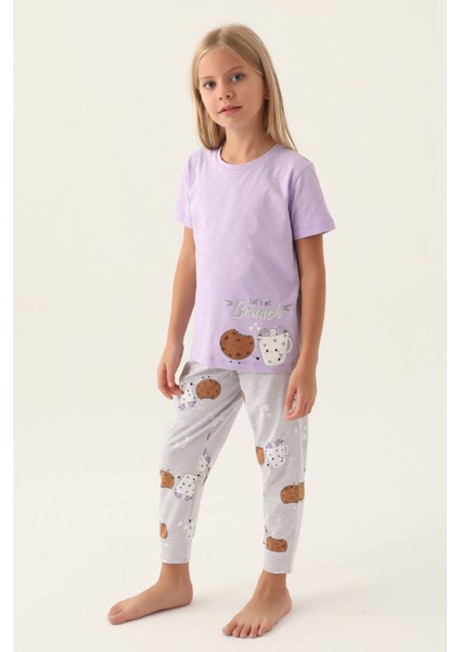 Brunch Lila Kız Çocuk Pijama Takımı