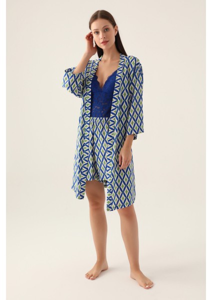 Triangle Mavi Kadın 3lü Kısa Kol Kısa Kol Pijama Takımı fiyatları