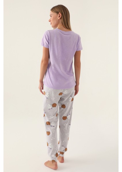 Brunch Lila Kadın Kısa Kol Pijama Takımı indirimleri