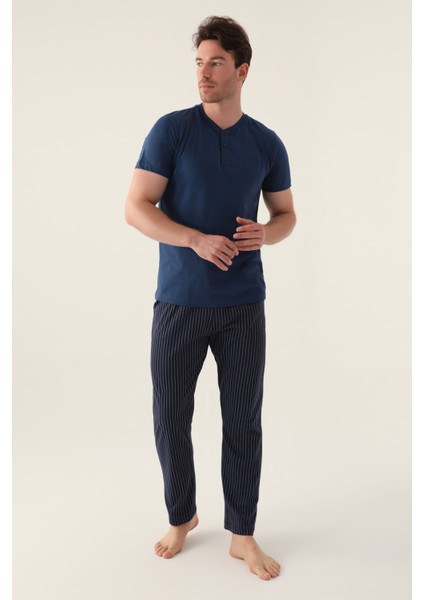 Short Koyu Indigo Erkek Pijama Takımı modelleri