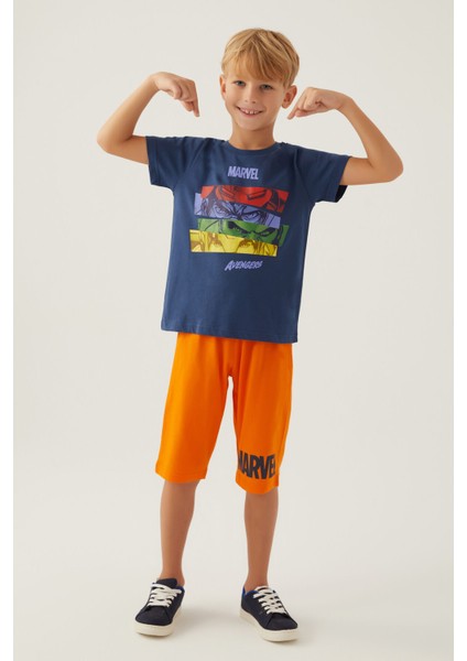 Marvel Koyu Indigo Erkek Çocuk Kapri Takım