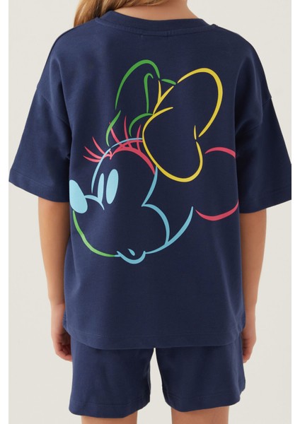 Minnie Mouse Colourful Koyu Indigo Kız Çocuk Şort Takım