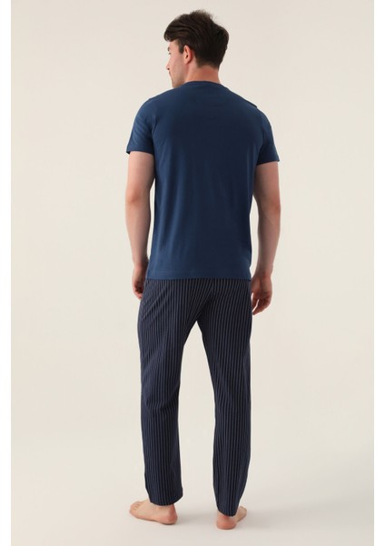 Detail Koyu Indigo Erkek Pijama Takımı indirimleri