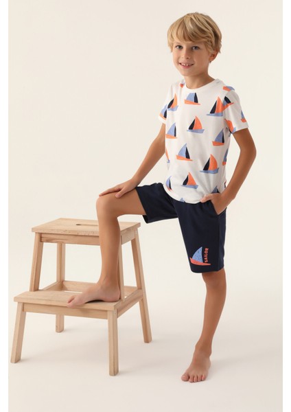 Boat Krem Erkek Çocuk Bermuda Takım