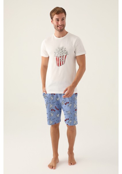 Pop Krem Erkek Bermuda Takım