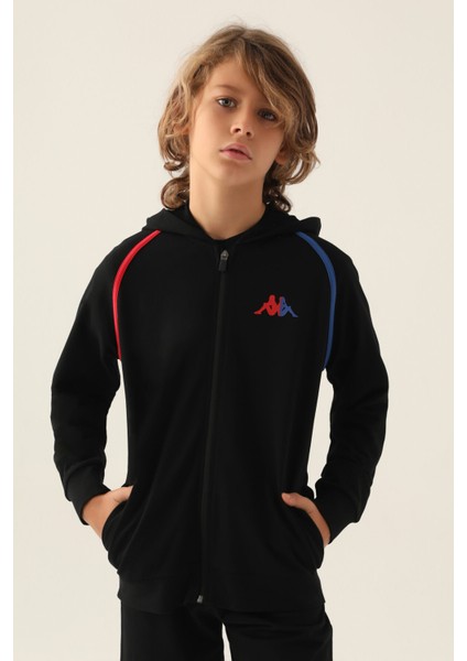 Zippered Siyah Erkek Çocuk Sweatshirt