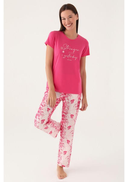 Than Açık Fuşya Kadın Kısa Kol Pijama Takımı