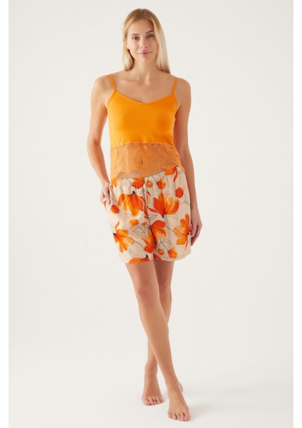 Bralette Bej Kadın Kısa Kol Pijama Takımı fırsatları