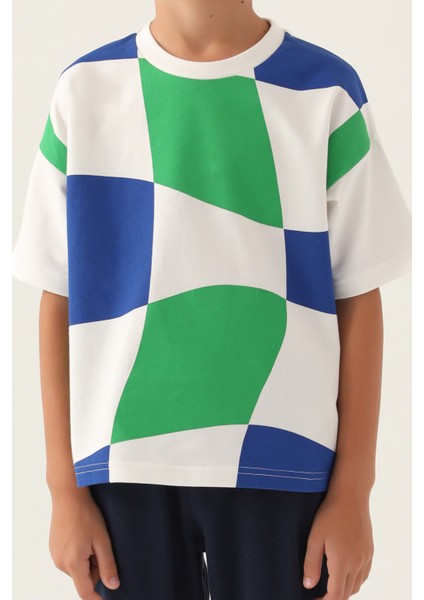 Geometic Krem Erkek Çocuk Bermuda Takım fırsatları