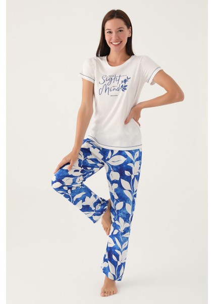 Mind Krem Kadın Kısa Kol Pijama Takımı modelleri