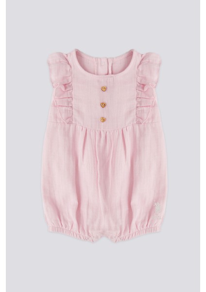 Lisanslı Overalls Pembe Kız Bebek Tulum