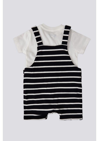 Lisanslı Striped Overalls Lacivert Erkek Bebek Takımı