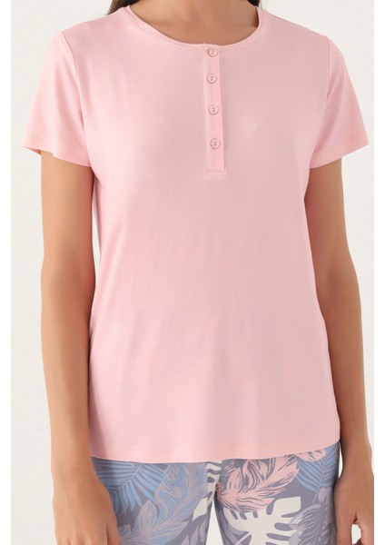 Leaf Pembe Kadın Kısa Kol Pijama Takımı fırsatları