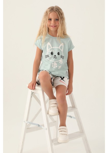 Cat Yeşil Kız Çocuk Şort Takım fiyatları