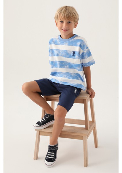 Lisanslı Striped Indigo Erkek Çocuk Bermuda Takım fiyatları
