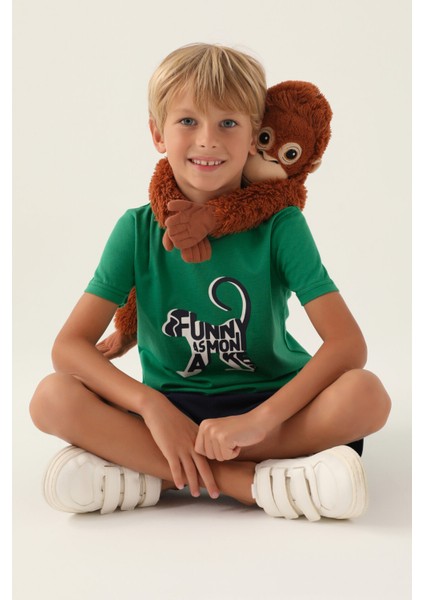Funny As Monkey Yeşil Erkek Çocuk Bermuda Takım