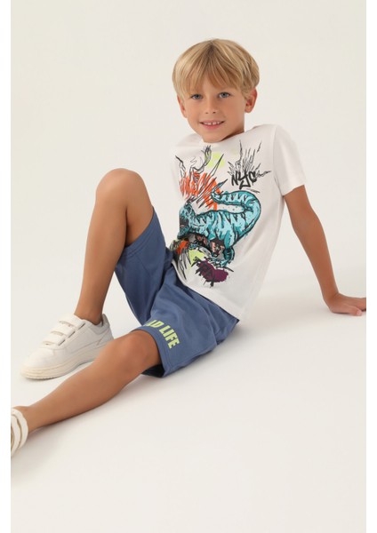 Wild Life Krem Erkek Çocuk Bermuda Takım