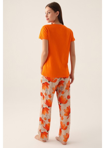 Sirplicity Turuncu Kadın Kısa Kol Pijama Takımı indirimleri