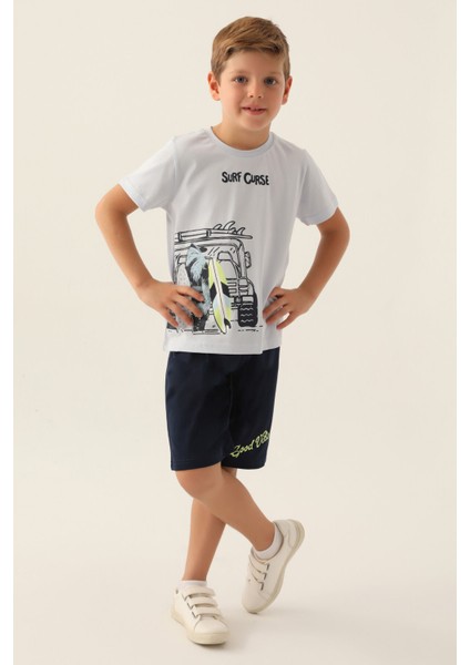 Surf Beyaz Erkek Çocuk Bermuda Takım