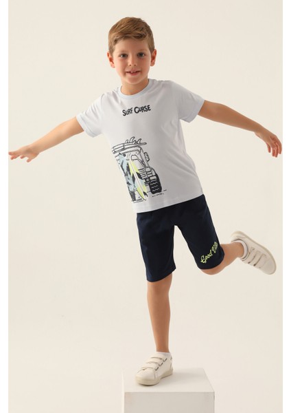 Surf Beyaz Erkek Çocuk Bermuda Takım modelleri