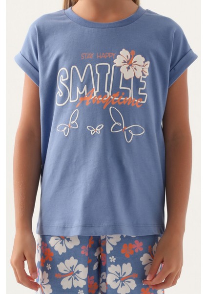 Smile Anytime Açık Indigo Kız Çocuk Kapri Takım fırsatları